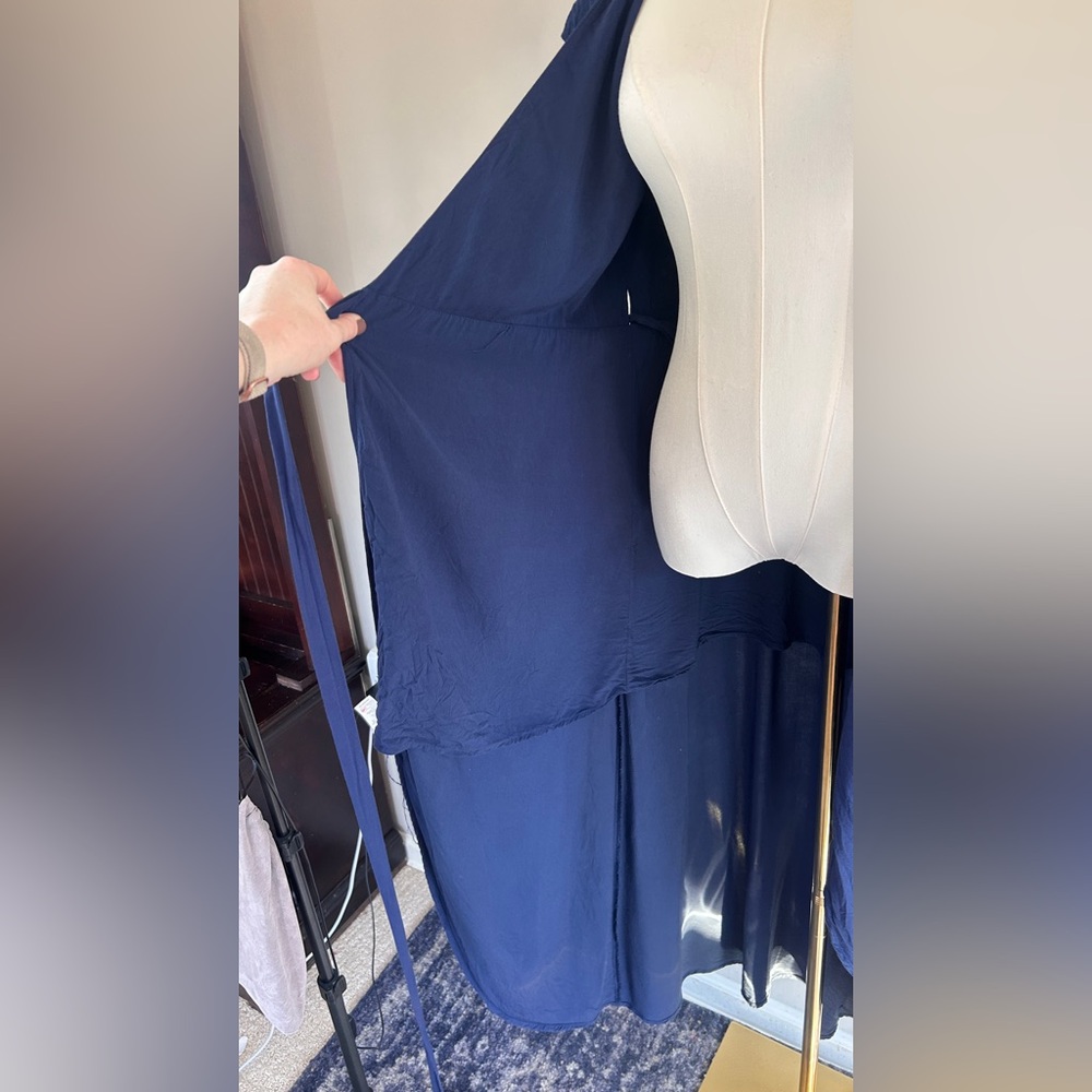 L*SPACE Goa Wrap Maxi Dress Midnight Blue Euro Summer Coastal Boho Resort Size S - Picture 6 of 14